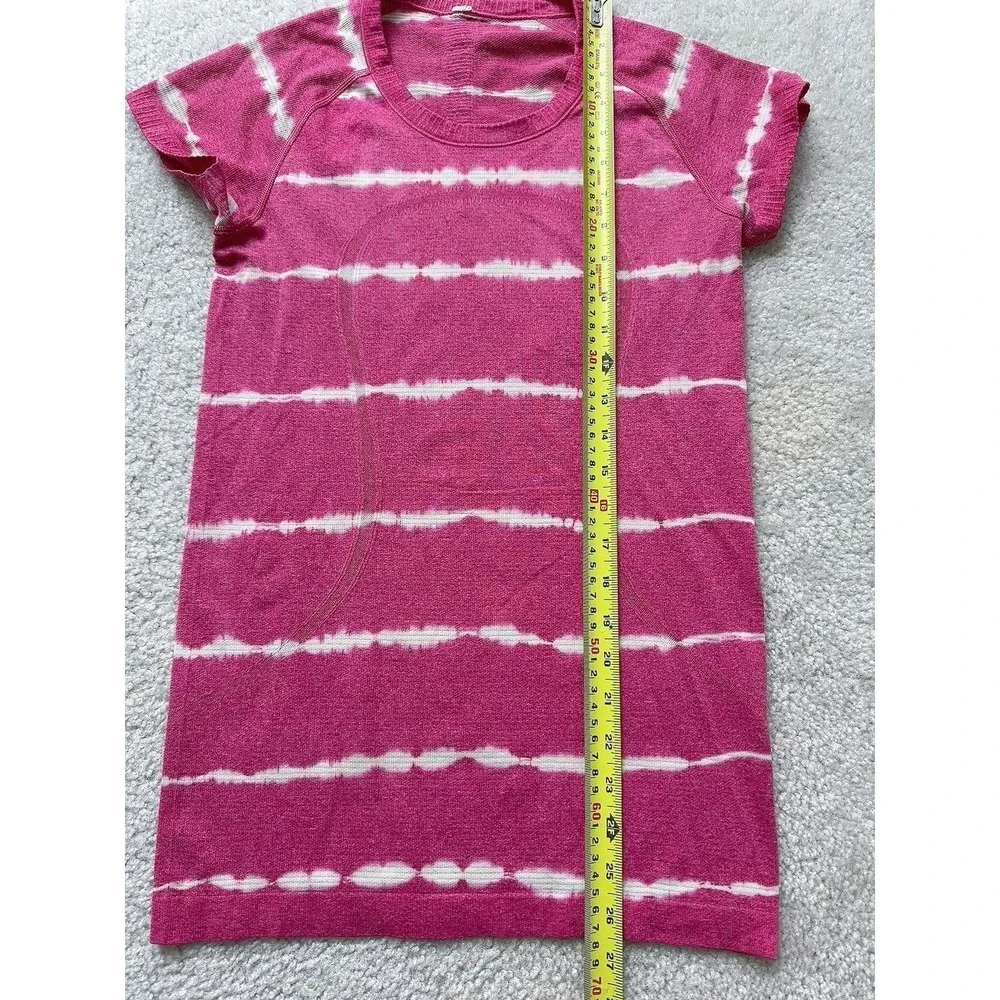 Lululemon Athletica Swiftly Tech Fuschia Pinkish White Tie Dye Shirt 6